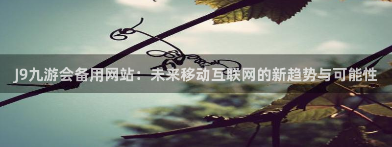 乐发ll500平台注册账号：J9九游会备用网站：未来移动互联网的新趋势与可能性