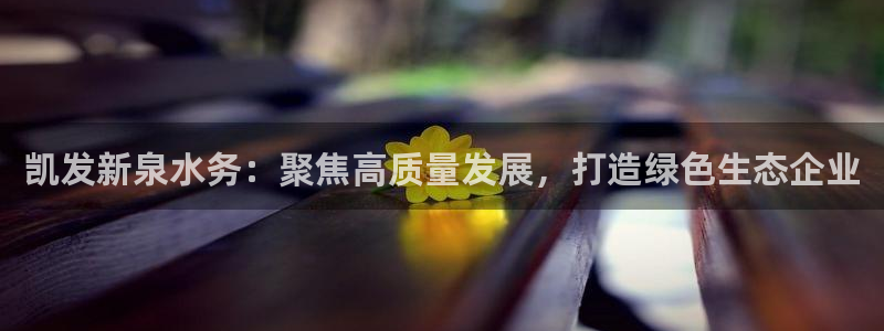 乐发ll500平台开户：凯发新泉水务：聚焦高质量发展，打造绿色生态企业